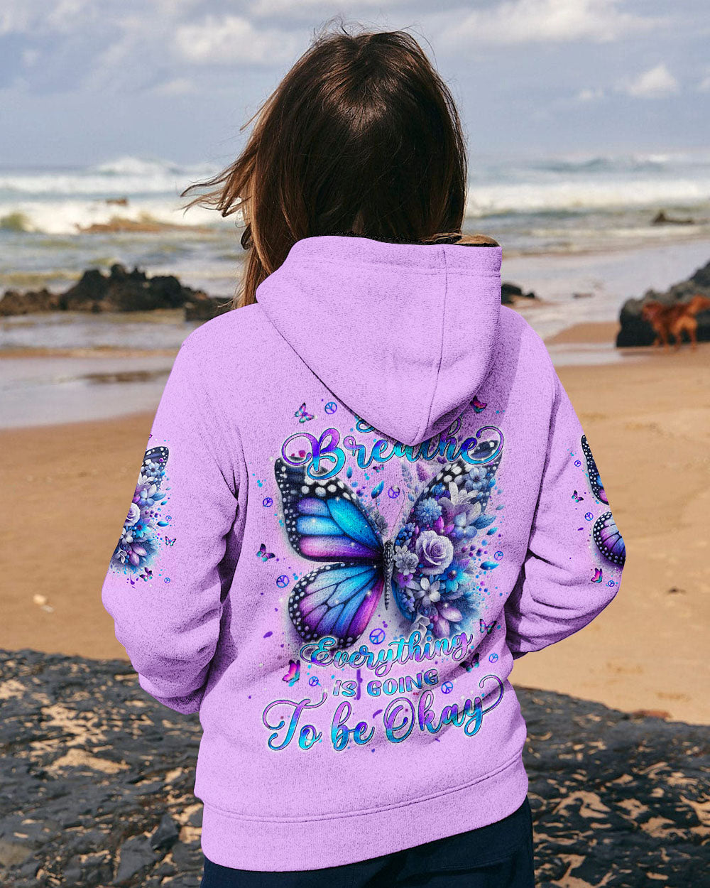 JUST BREATHE BUTTERFLY FLOWER ALL OVER PRINT - TLPQ1604241