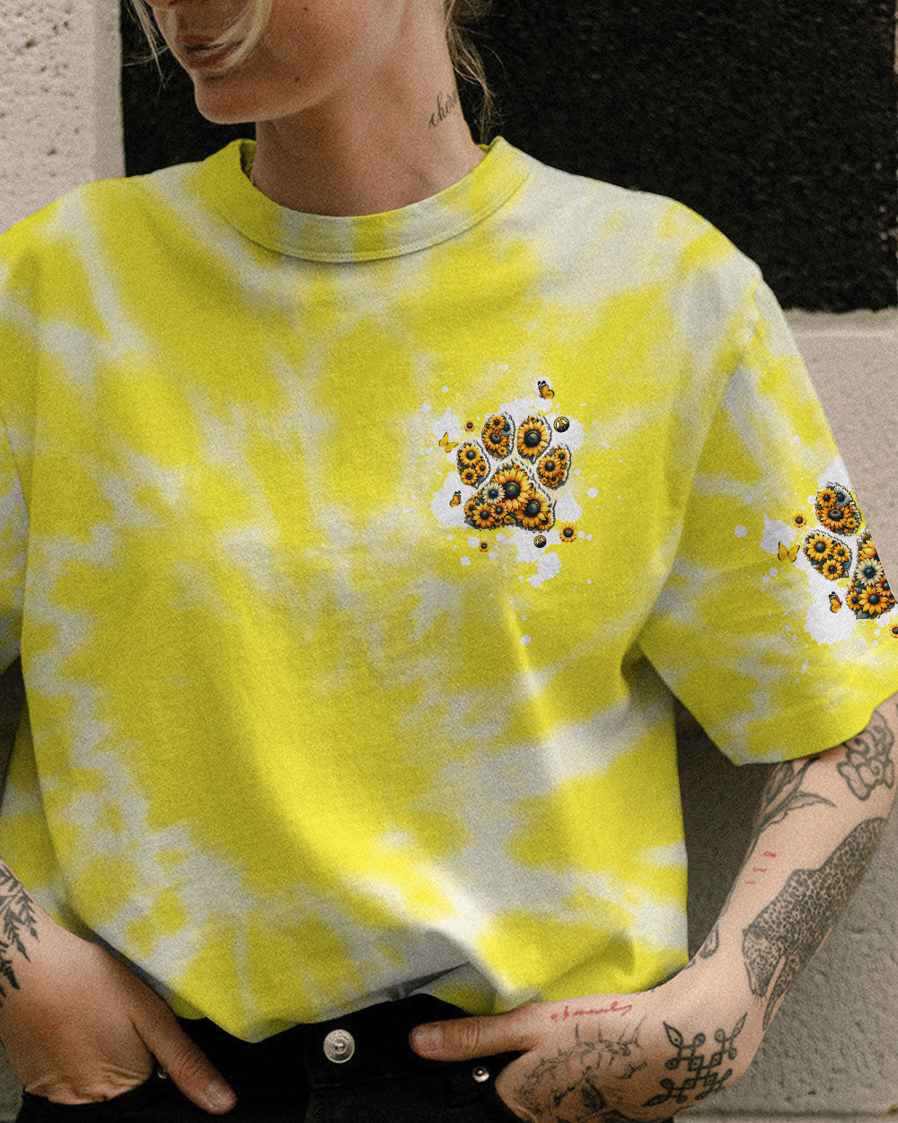 THE LITTLEST FEET DOG PAW SUNFLOWER ALL OVER PRINT - TLPQ1806241