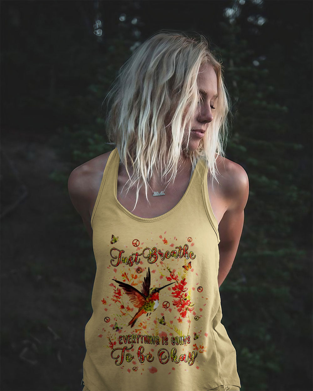 JUST BREATHE HUMMINGBIRD ALL OVER PRINT - TLPQ2204241