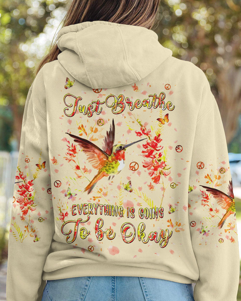 JUST BREATHE HUMMINGBIRD ALL OVER PRINT - TLPQ2204241