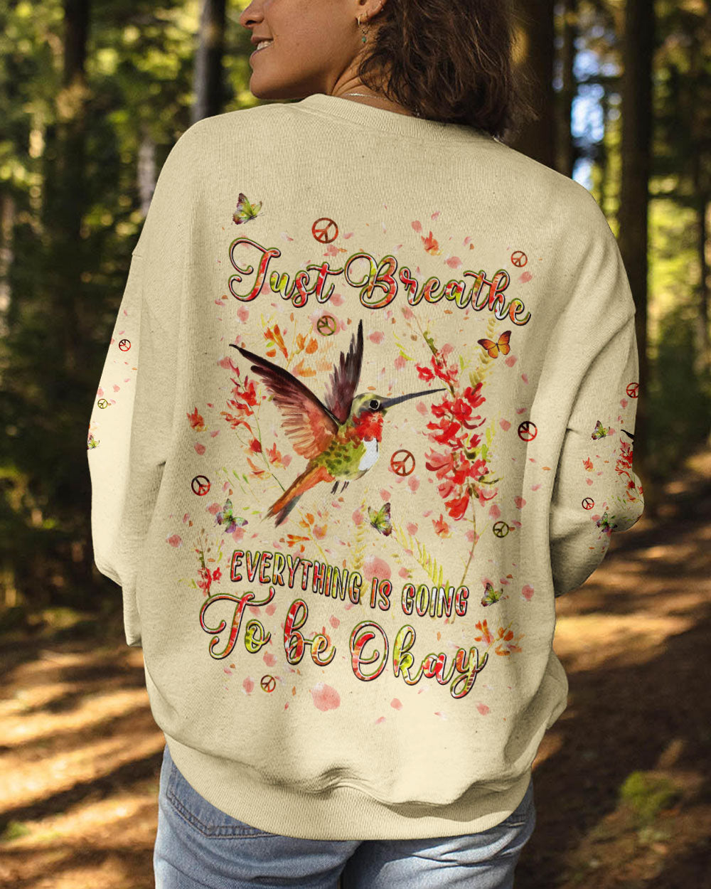 JUST BREATHE HUMMINGBIRD ALL OVER PRINT - TLPQ2204241