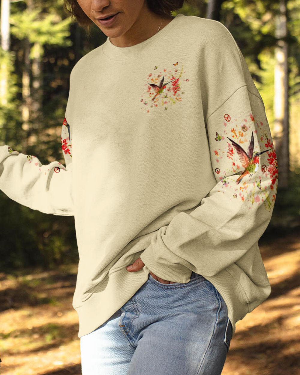 JUST BREATHE HUMMINGBIRD ALL OVER PRINT - TLPQ2204241