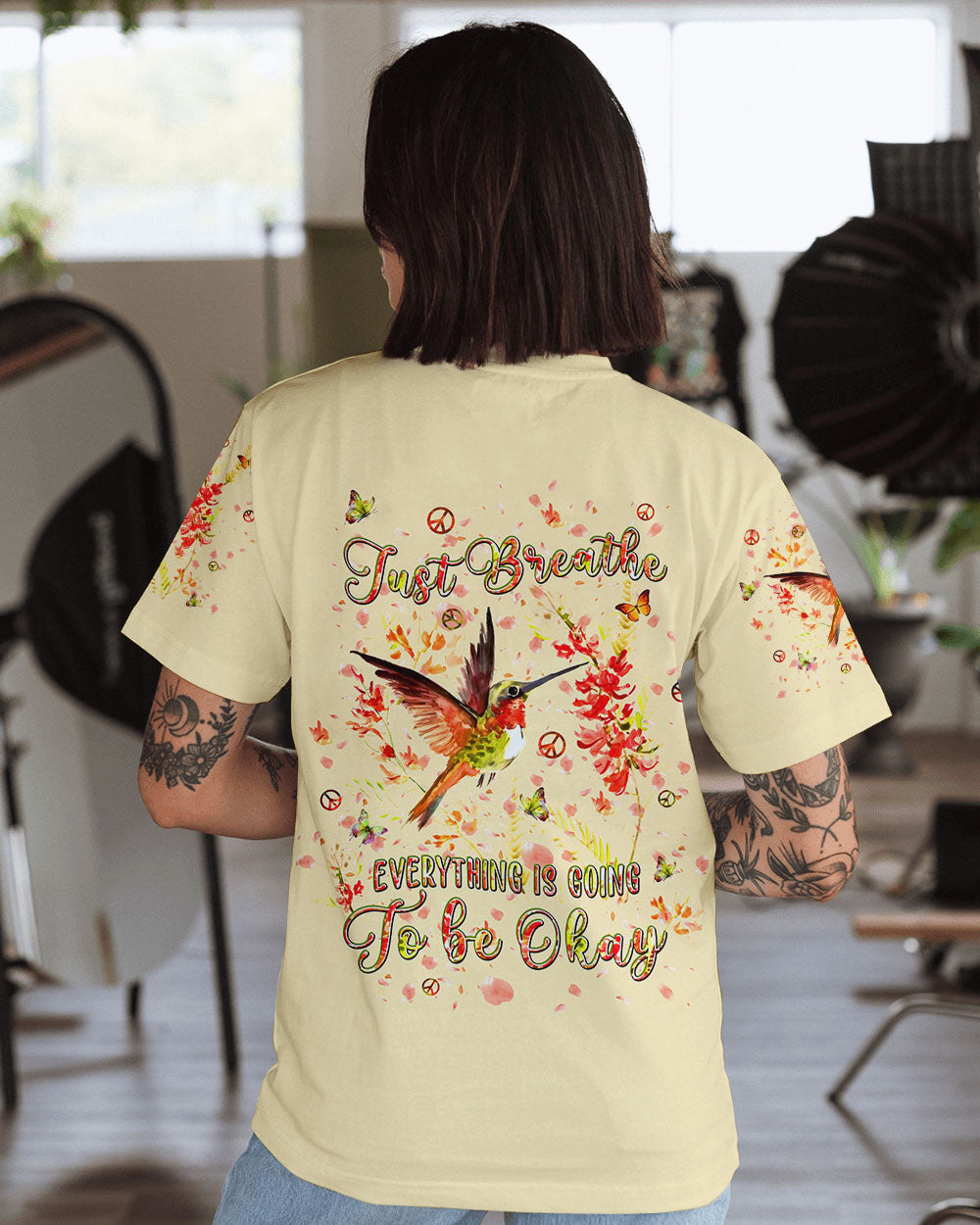 JUST BREATHE HUMMINGBIRD ALL OVER PRINT - TLPQ2204241