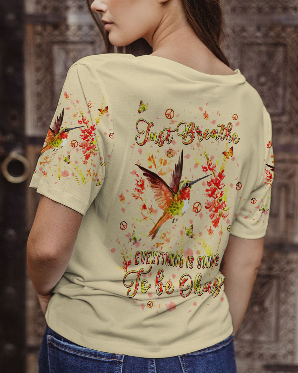 JUST BREATHE HUMMINGBIRD ALL OVER PRINT - TLPQ2204241