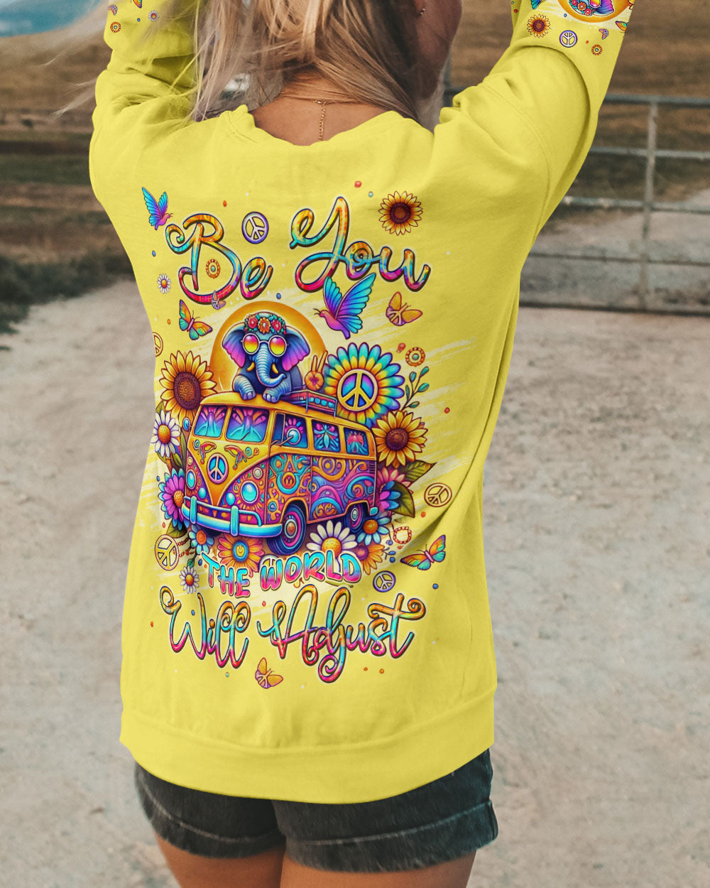BE YOU THE WORLD WILL ADJUST ELEPHANT BUS ALL OVER PRINT - TLPQ2208243