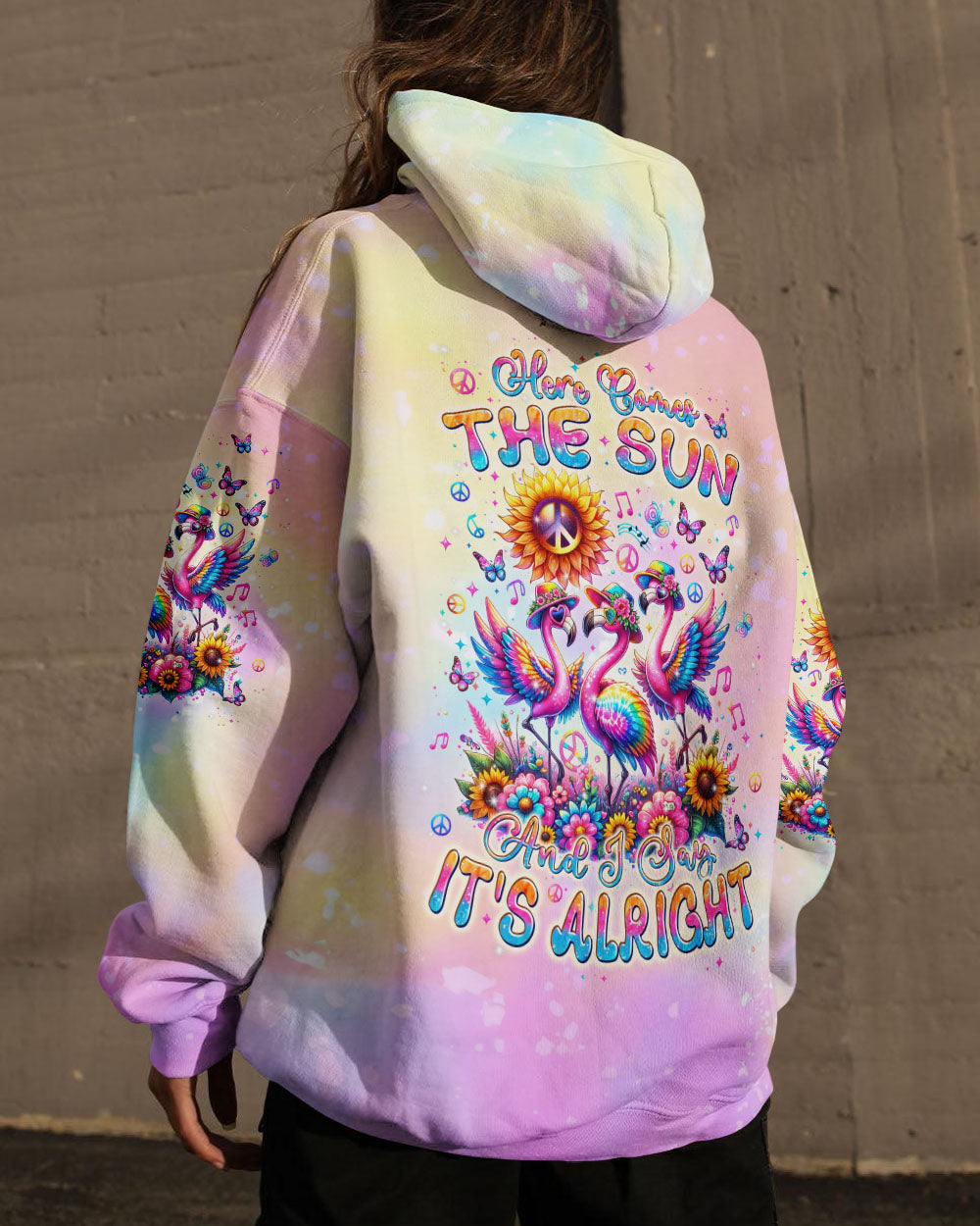 HERE COMES THE SUN FLAMINGO ALL OVER PRINT - TLPQ2304244