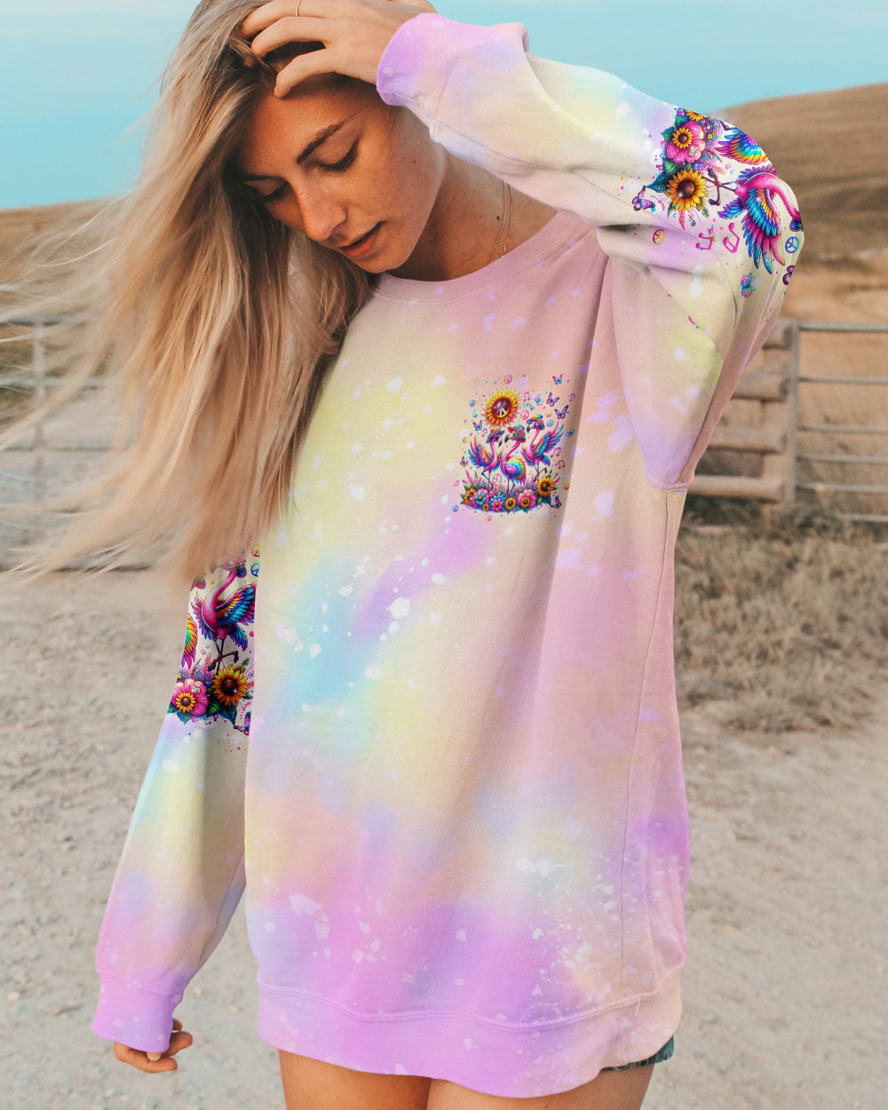 HERE COMES THE SUN FLAMINGO ALL OVER PRINT - TLPQ2304244
