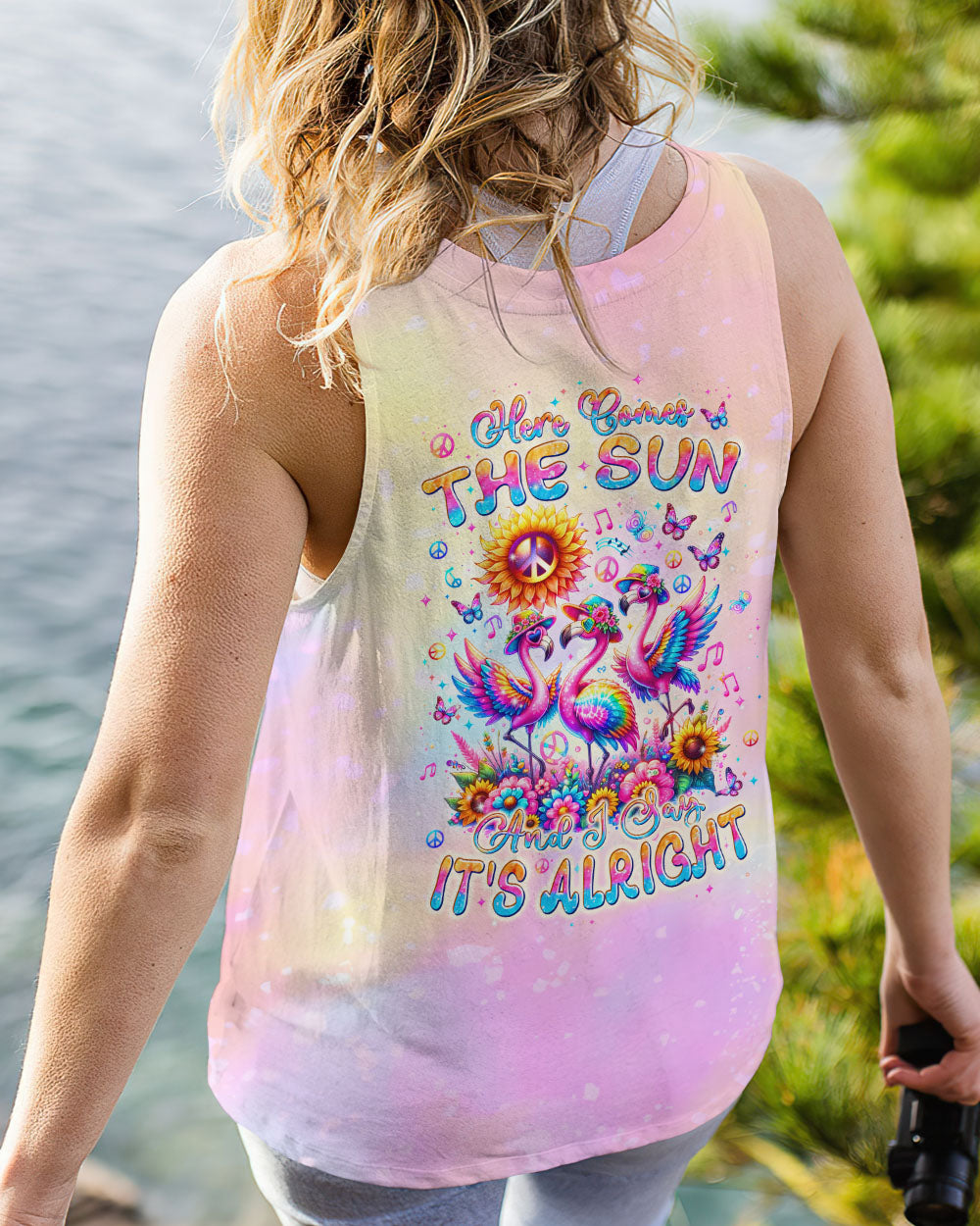HERE COMES THE SUN FLAMINGO ALL OVER PRINT - TLPQ2304244