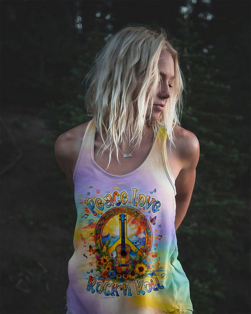 PEACE LOVE ROCK'N ROLL GUITAR ALL OVER PRINT - TLPQ2404245