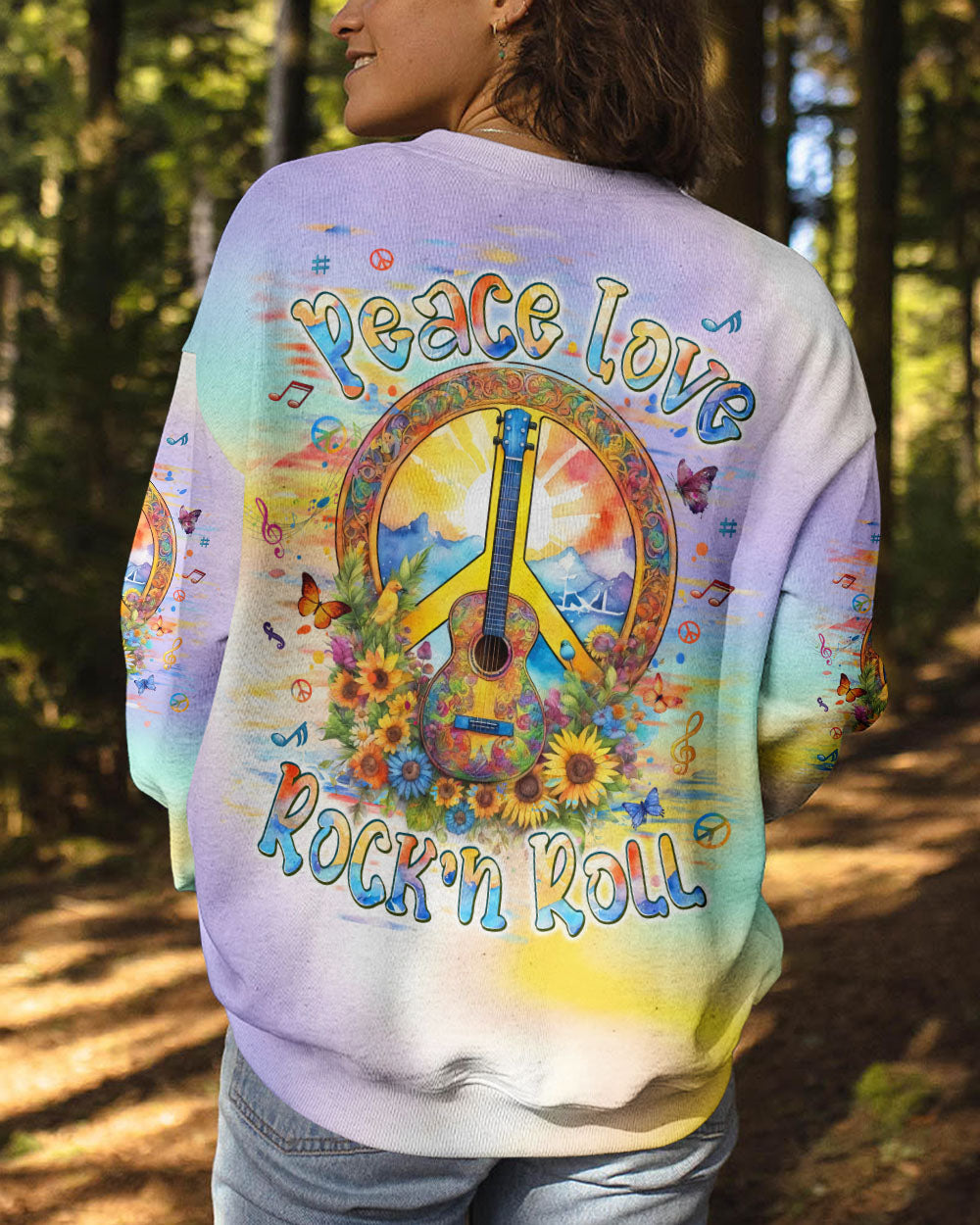 PEACE LOVE ROCK'N ROLL GUITAR ALL OVER PRINT - TLPQ2404245