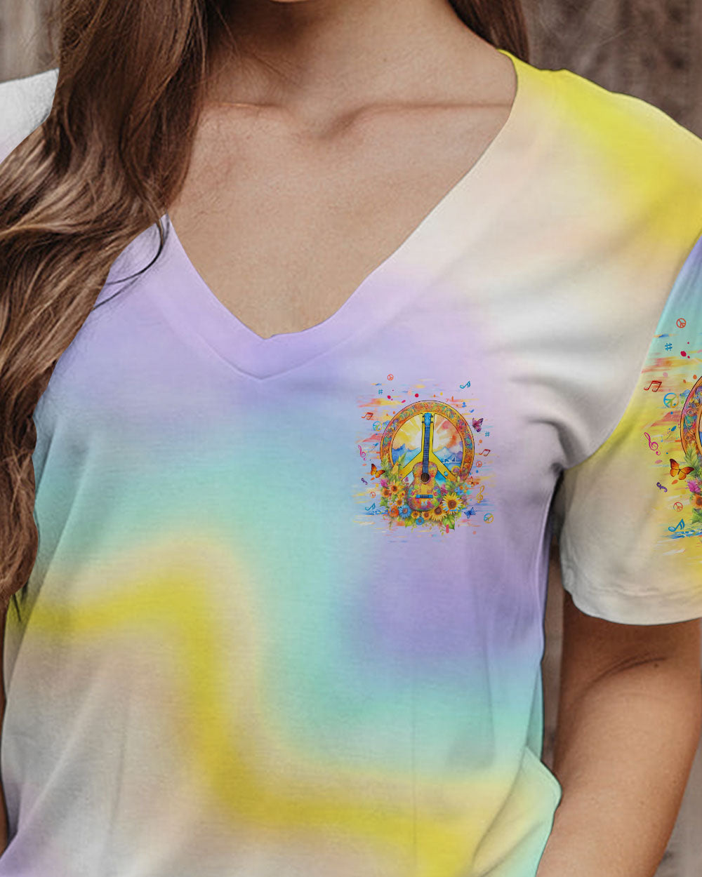 PEACE LOVE ROCK'N ROLL GUITAR ALL OVER PRINT - TLPQ2404245