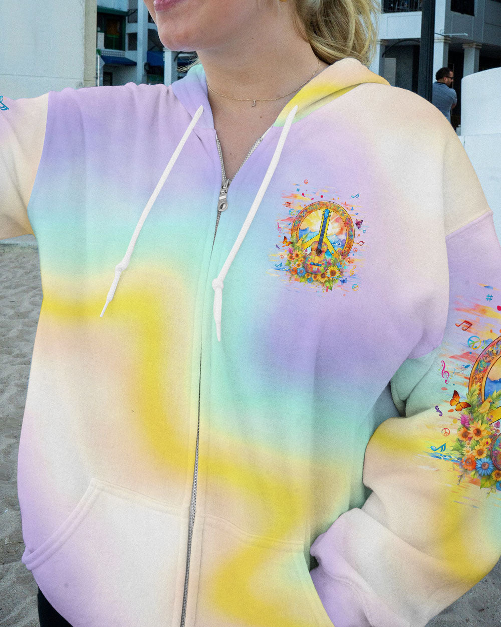 PEACE LOVE ROCK'N ROLL GUITAR ALL OVER PRINT - TLPQ2404245
