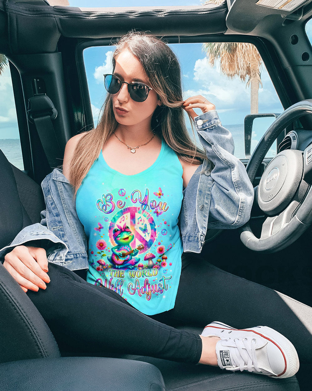 BE YOU THE WORLD WILL ADJUST FROG ALL OVER PRINT - TLPQ2506241