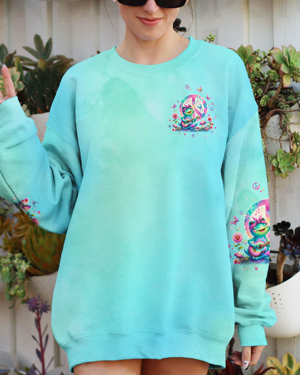 BE YOU THE WORLD WILL ADJUST FROG ALL OVER PRINT - TLPQ2506241