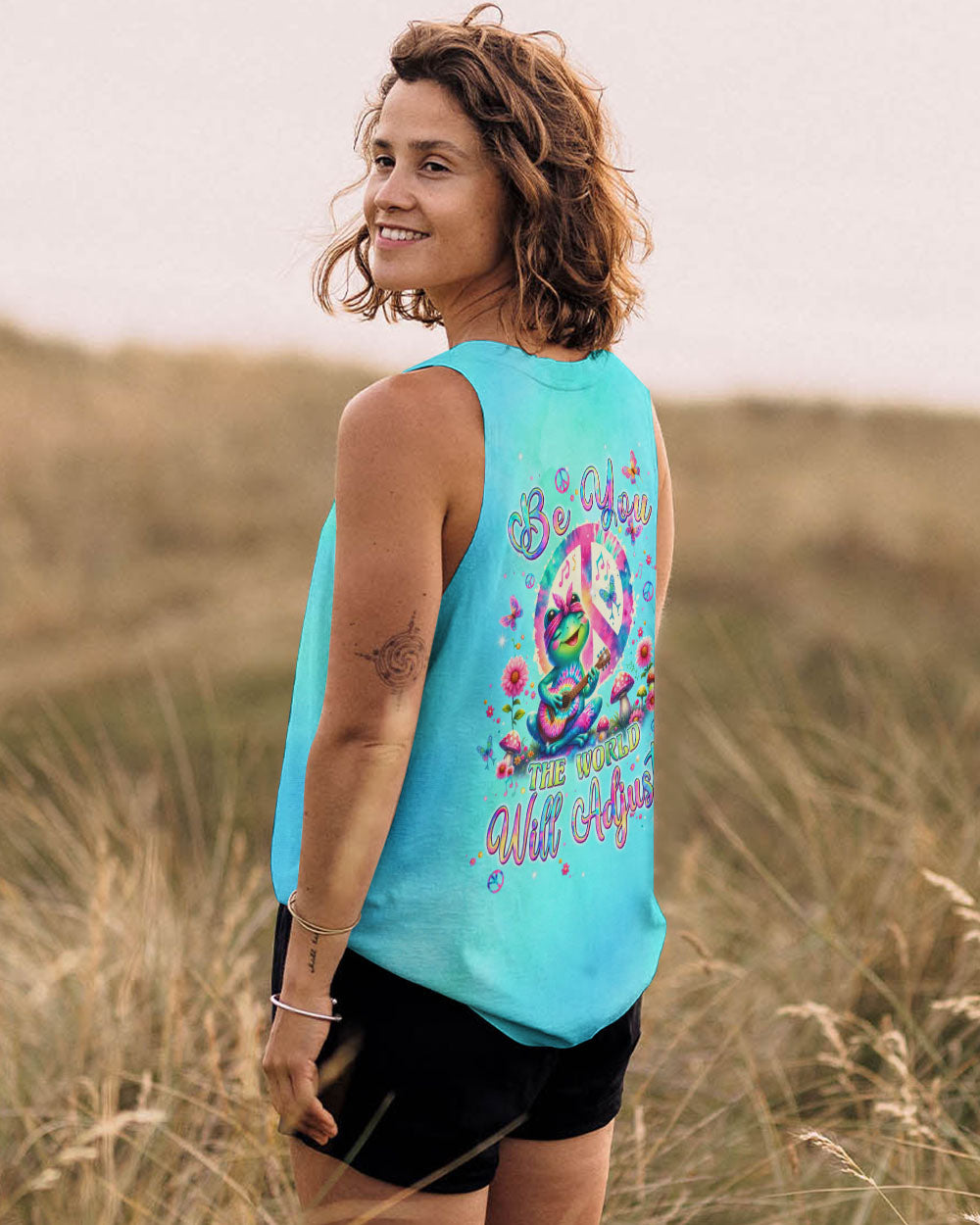 BE YOU THE WORLD WILL ADJUST FROG ALL OVER PRINT - TLPQ2506241