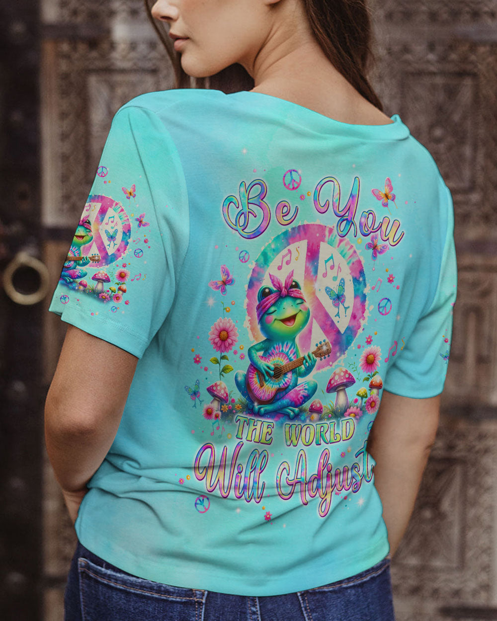 BE YOU THE WORLD WILL ADJUST FROG ALL OVER PRINT - TLPQ2506241