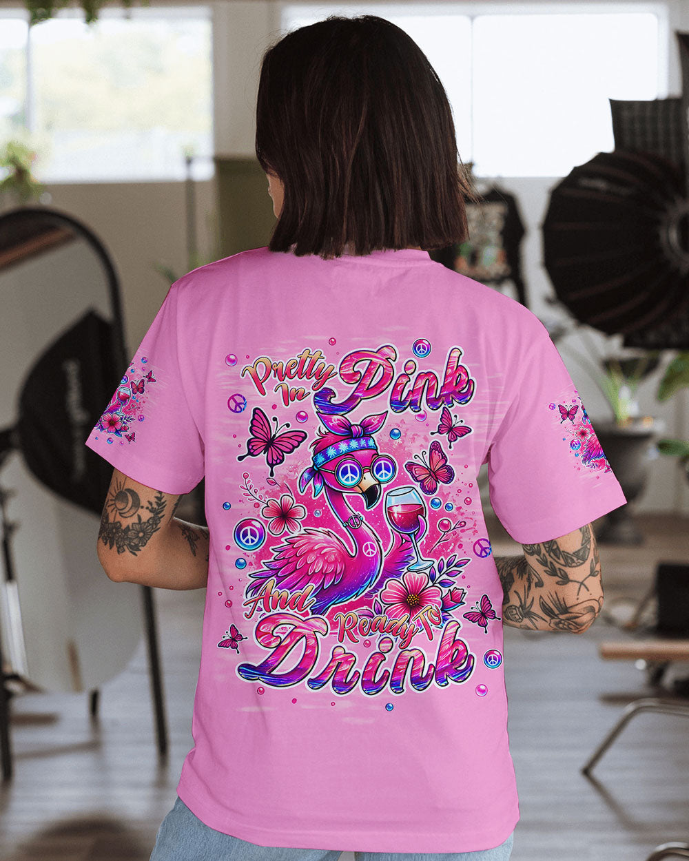 PRETTY IN PINK FLAMINGO ALL OVER PRINT - TLPQ2507242