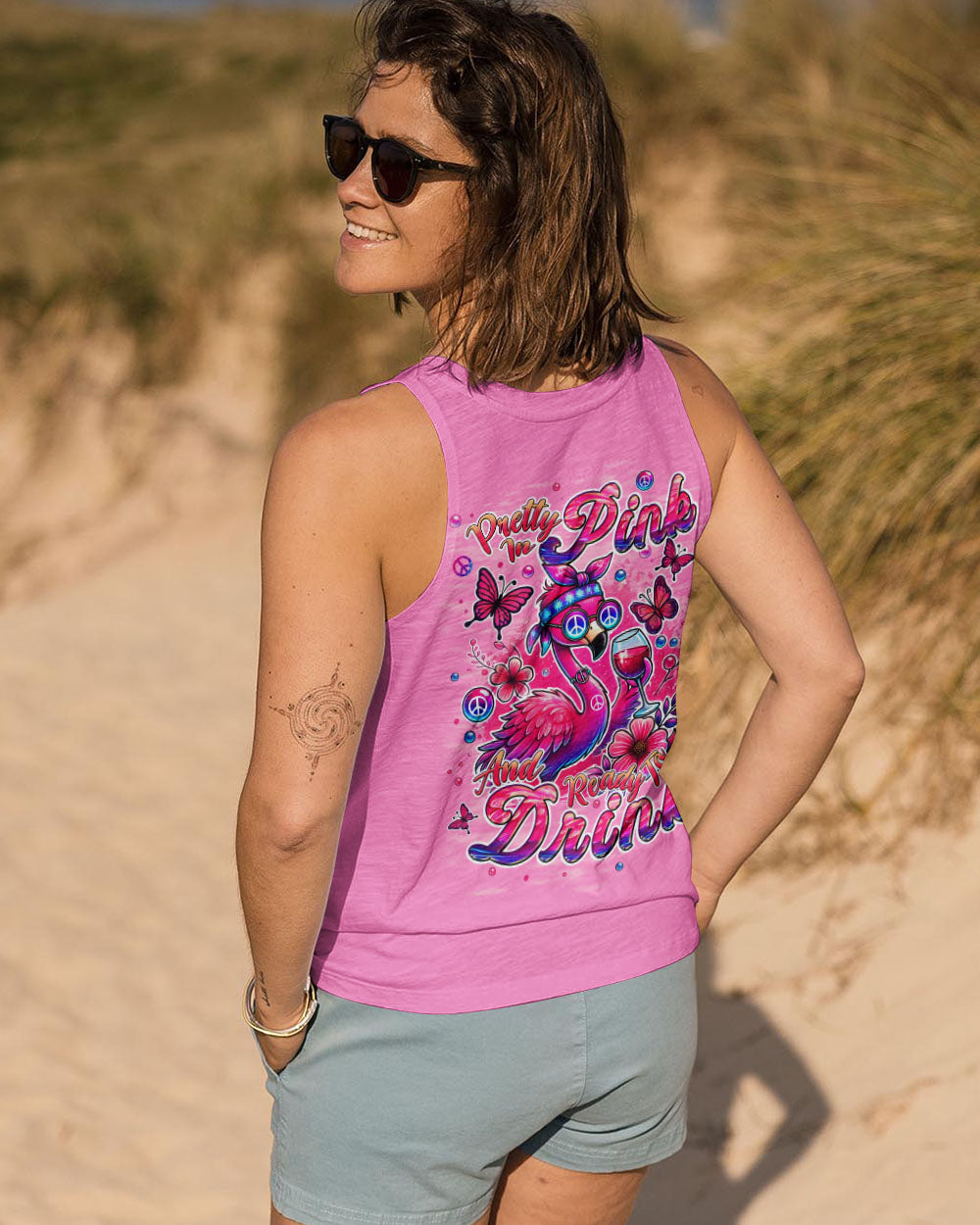 PRETTY IN PINK FLAMINGO ALL OVER PRINT - TLPQ2507242
