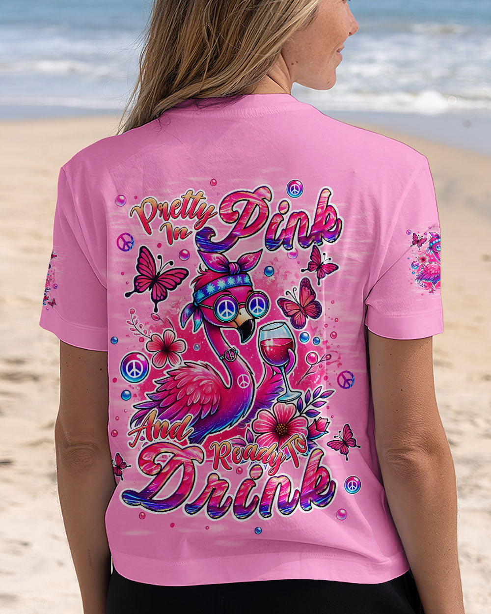 PRETTY IN PINK FLAMINGO ALL OVER PRINT - TLPQ2507242