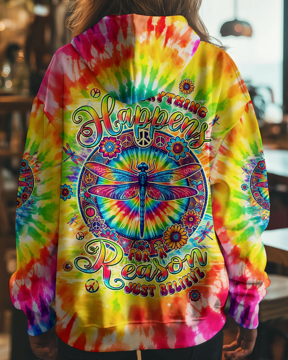 JUST BELIEVE DRAGONFLY TIE DYE ALL OVER PRINT - TLPQ2808242