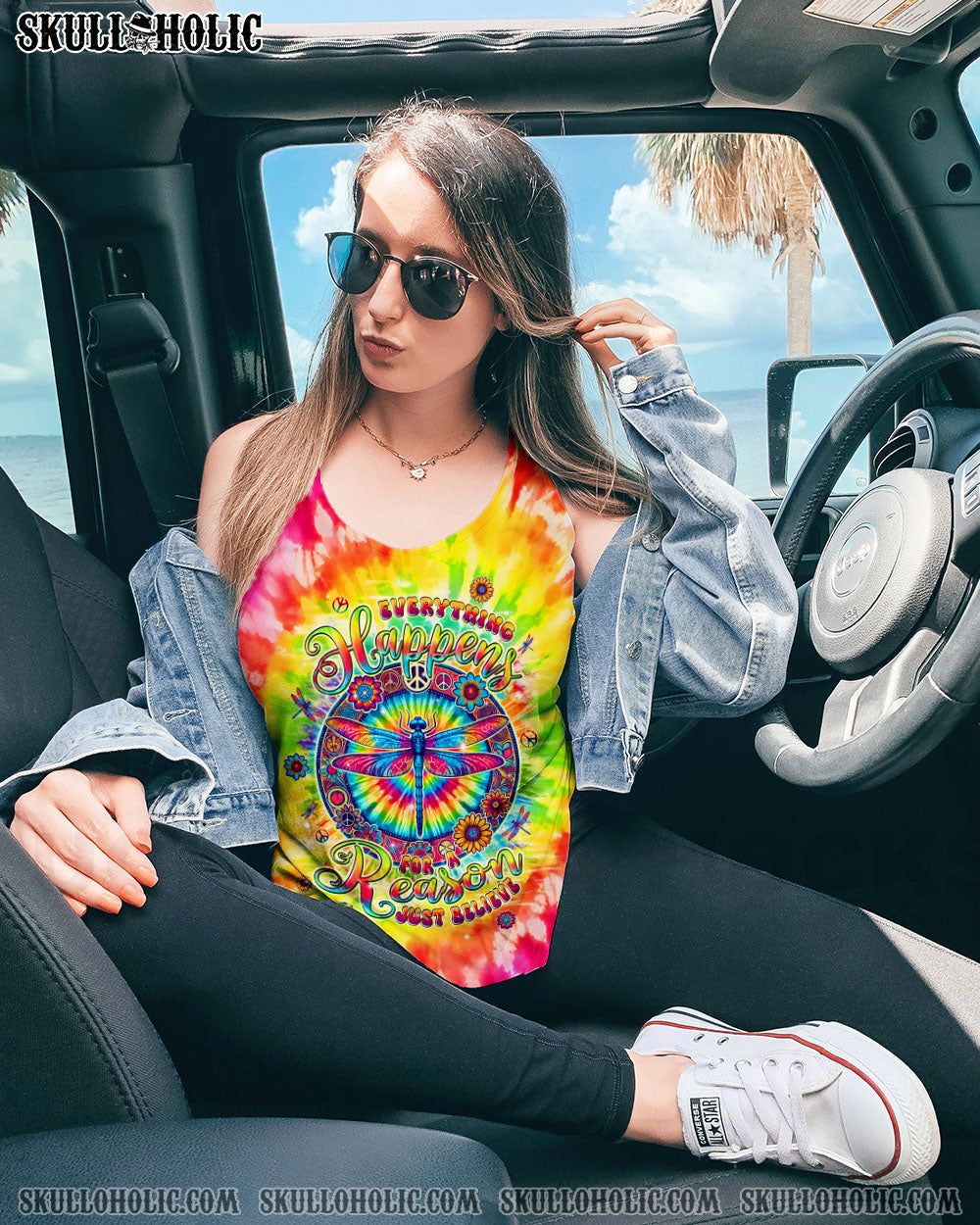 JUST BELIEVE DRAGONFLY TIE DYE ALL OVER PRINT - TLPQ2808242