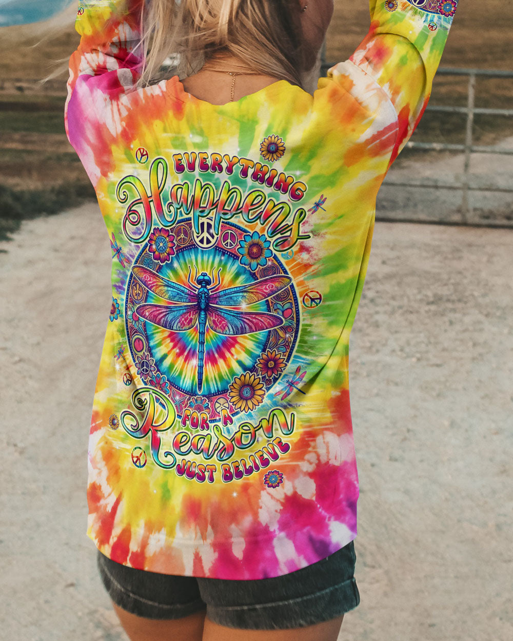 JUST BELIEVE DRAGONFLY TIE DYE ALL OVER PRINT - TLPQ2808242