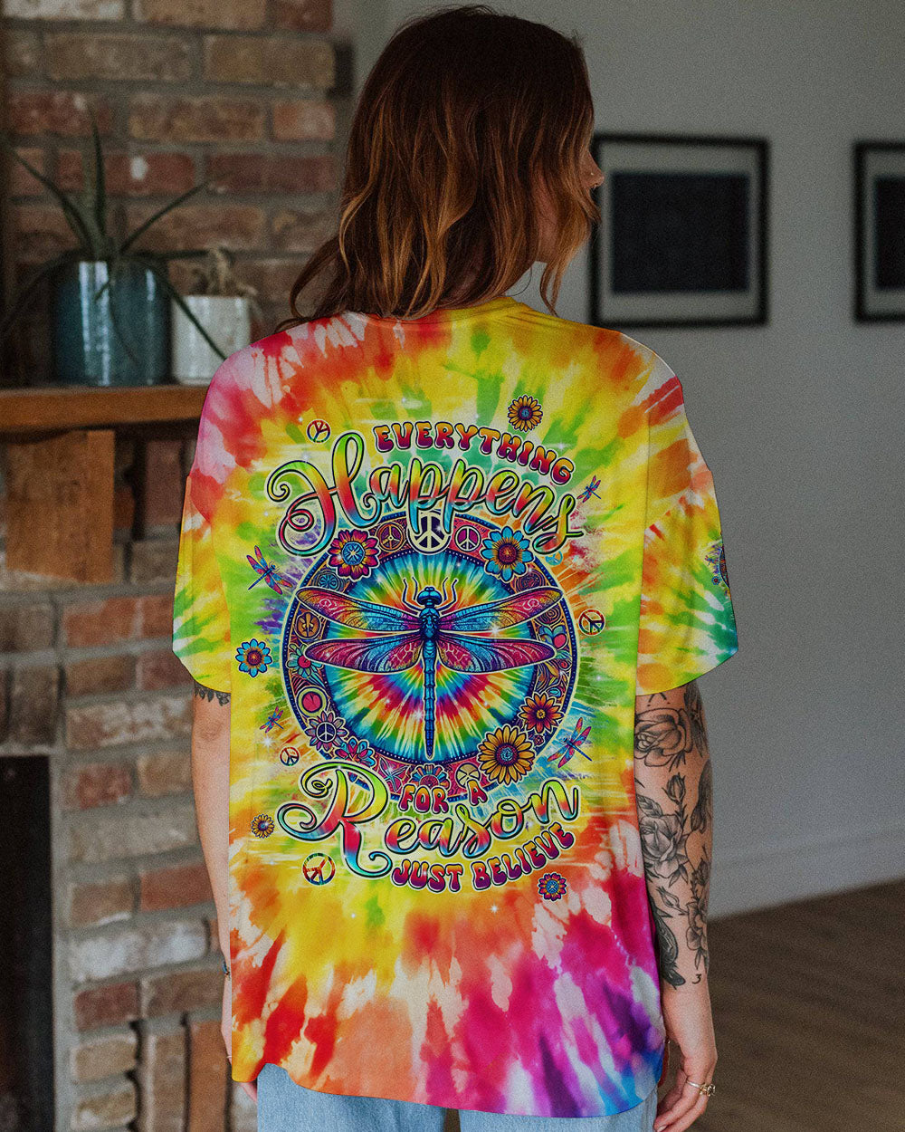 JUST BELIEVE DRAGONFLY TIE DYE ALL OVER PRINT - TLPQ2808242