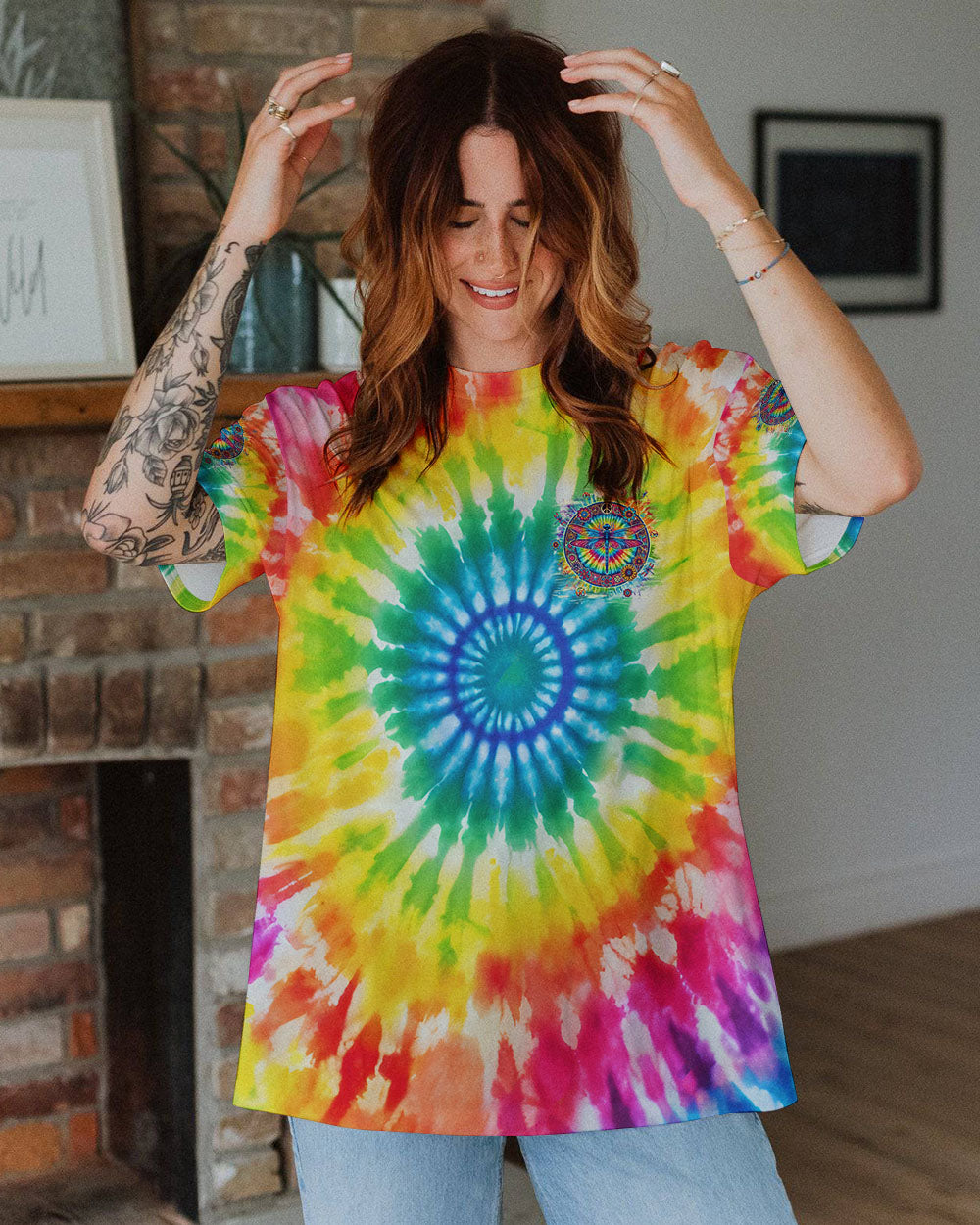 JUST BELIEVE DRAGONFLY TIE DYE ALL OVER PRINT - TLPQ2808242