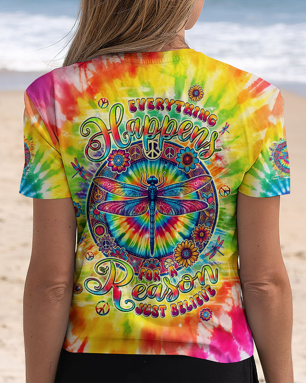 JUST BELIEVE DRAGONFLY TIE DYE ALL OVER PRINT - TLPQ2808242