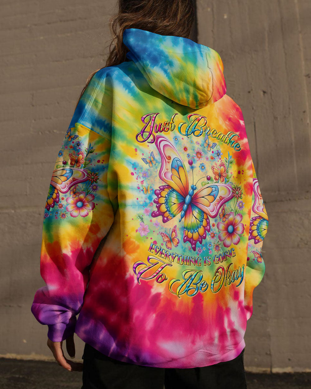 JUST BREATHE BUTTERFLY TIE DYE ALL OVER PRINT - TLTR0108244
