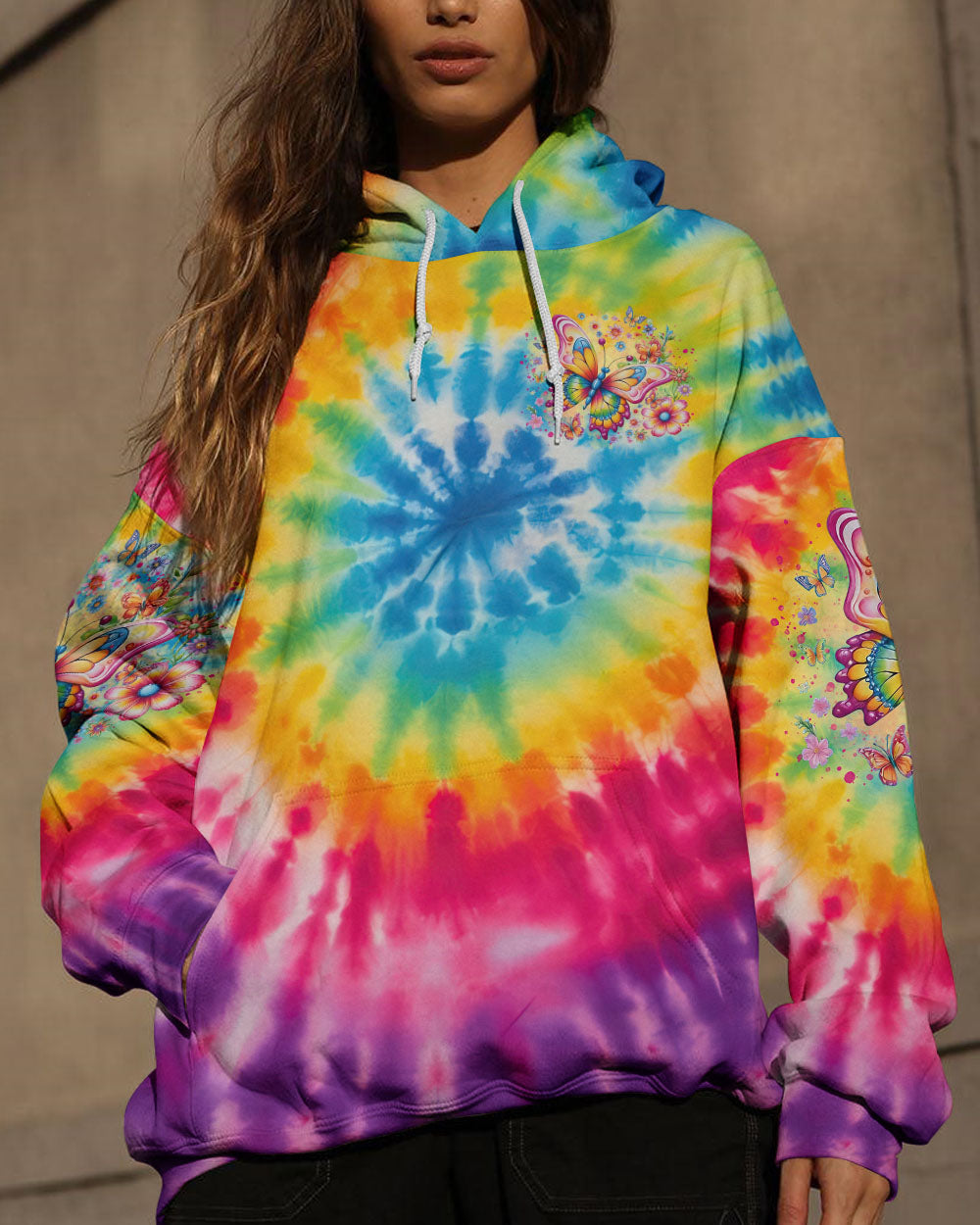 JUST BREATHE BUTTERFLY TIE DYE ALL OVER PRINT - TLTR0108244