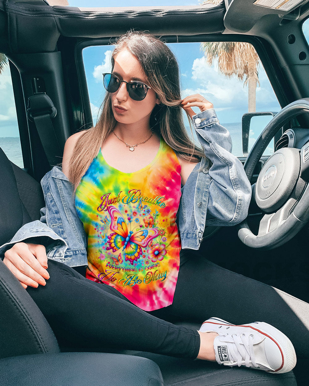 JUST BREATHE BUTTERFLY TIE DYE ALL OVER PRINT - TLTR0108244