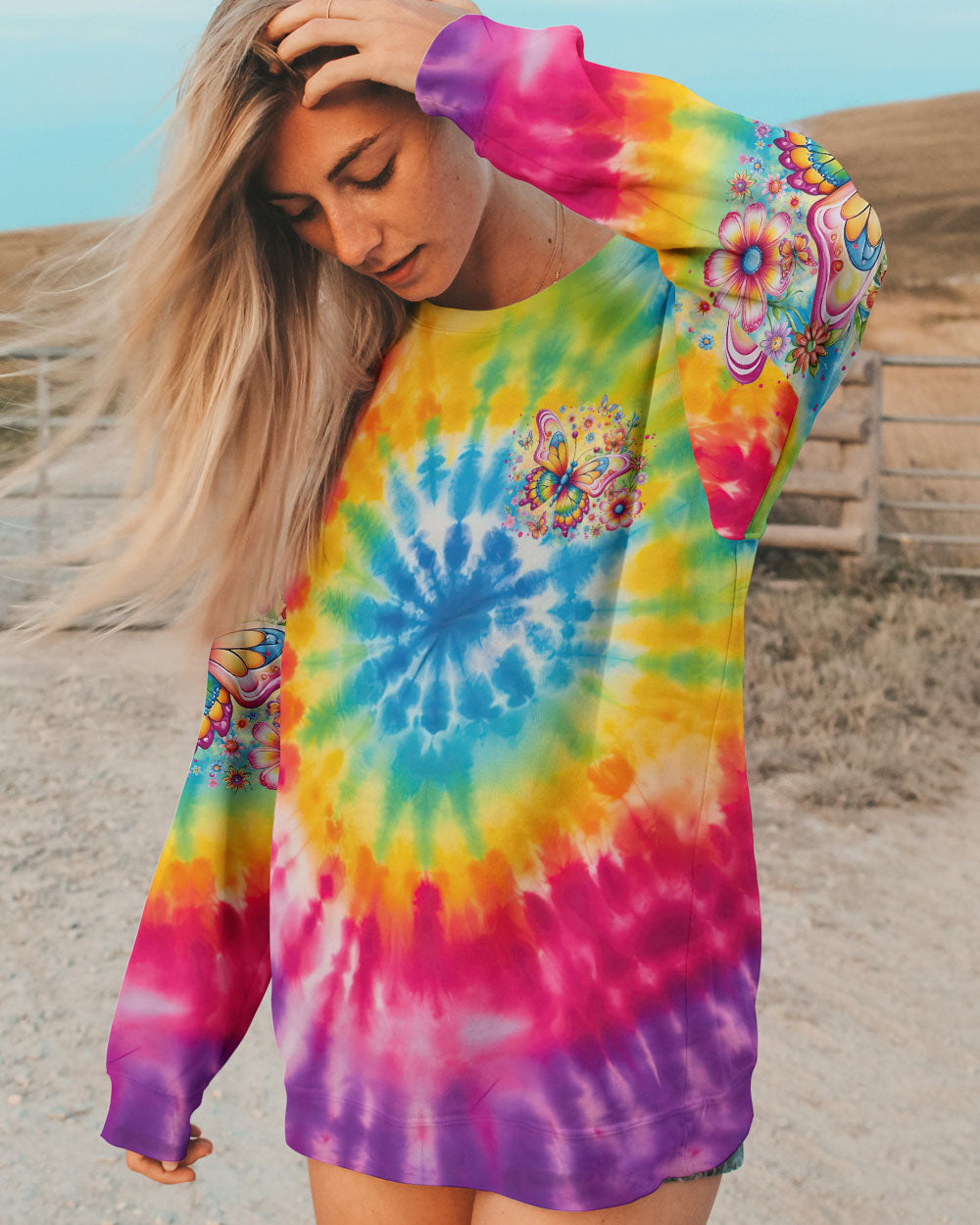 JUST BREATHE BUTTERFLY TIE DYE ALL OVER PRINT - TLTR0108244