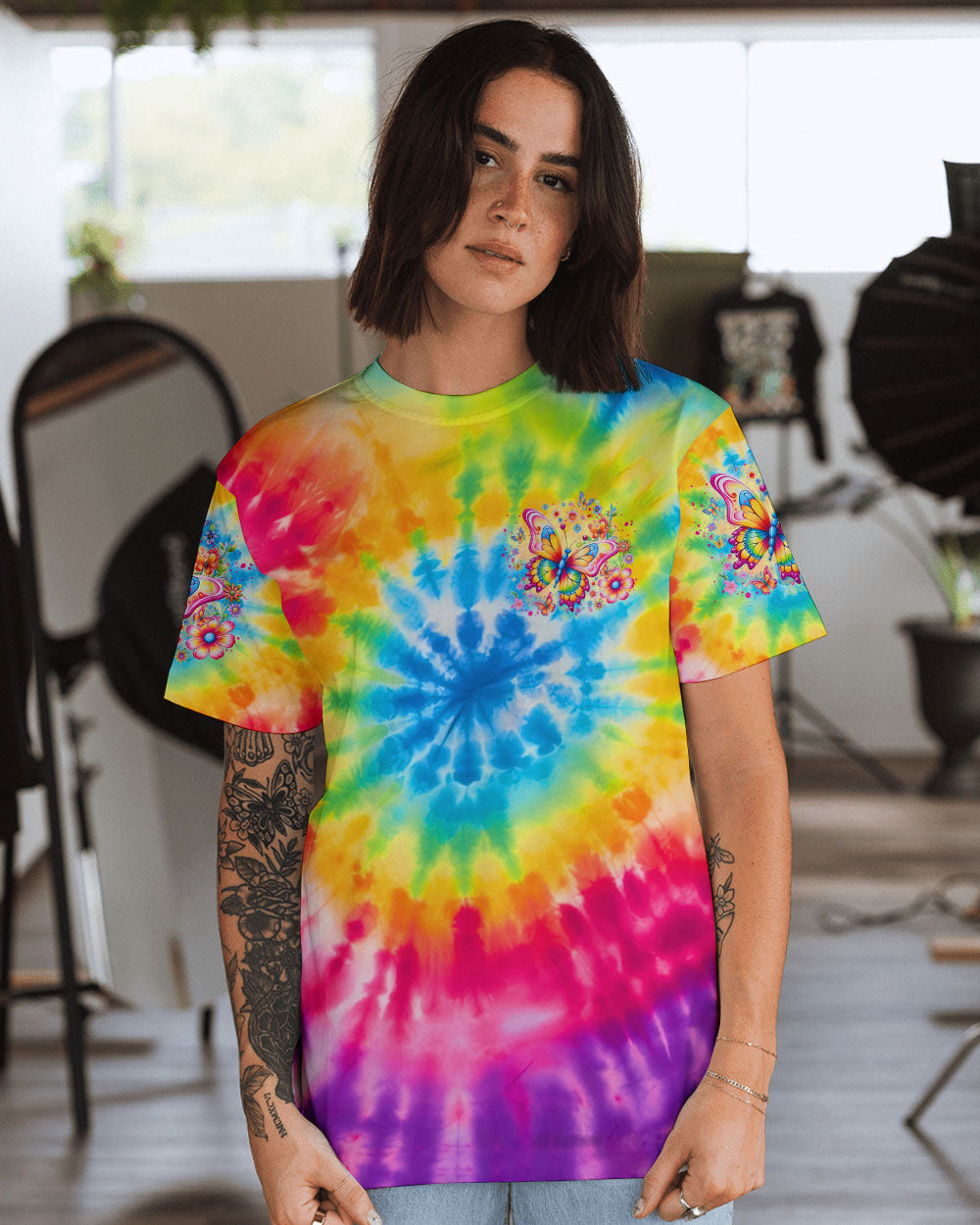 JUST BREATHE BUTTERFLY TIE DYE ALL OVER PRINT - TLTR0108244