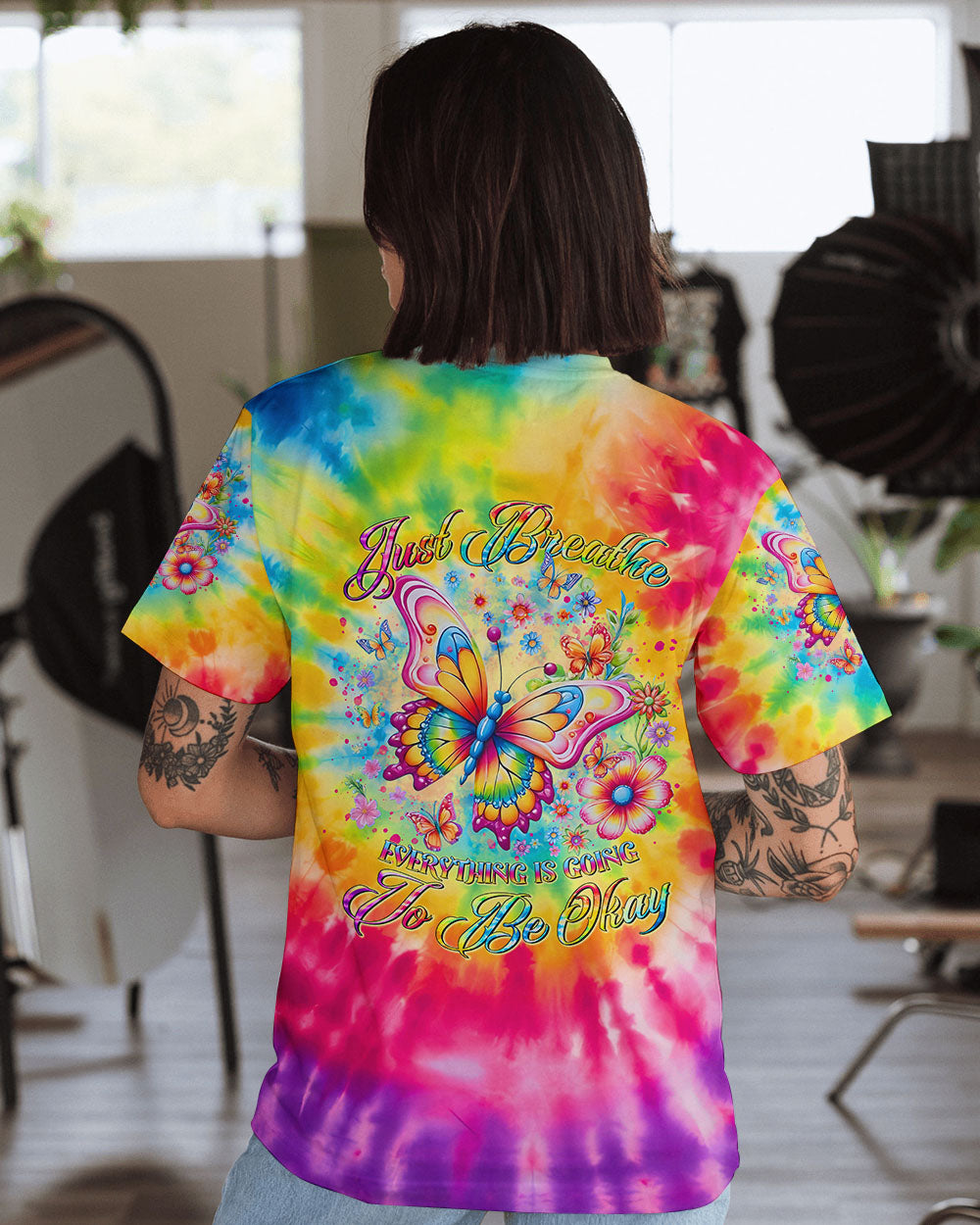 JUST BREATHE BUTTERFLY TIE DYE ALL OVER PRINT - TLTR0108244
