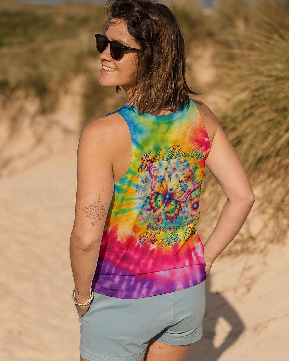 JUST BREATHE BUTTERFLY TIE DYE ALL OVER PRINT - TLTR0108244