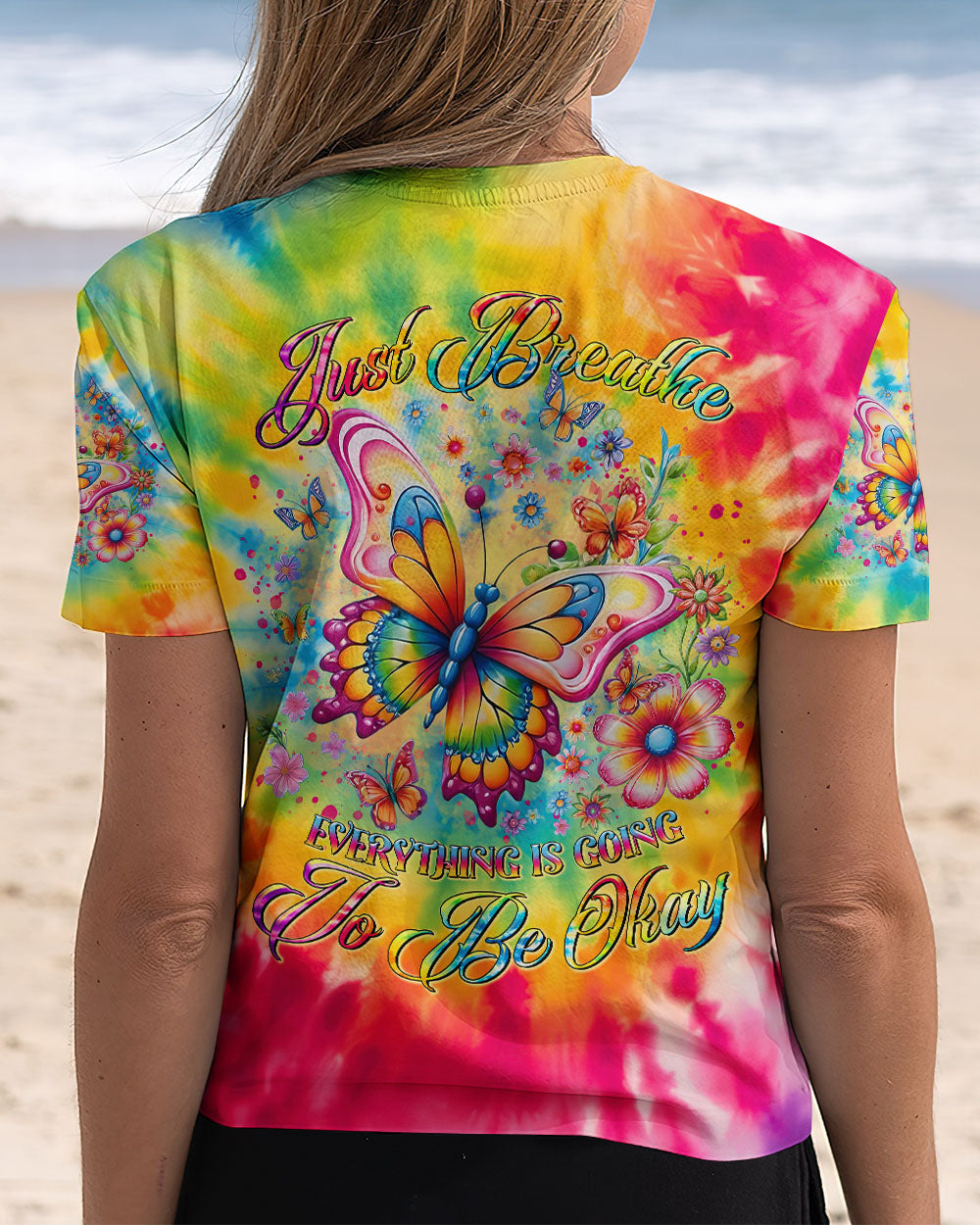 JUST BREATHE BUTTERFLY TIE DYE ALL OVER PRINT - TLTR0108244