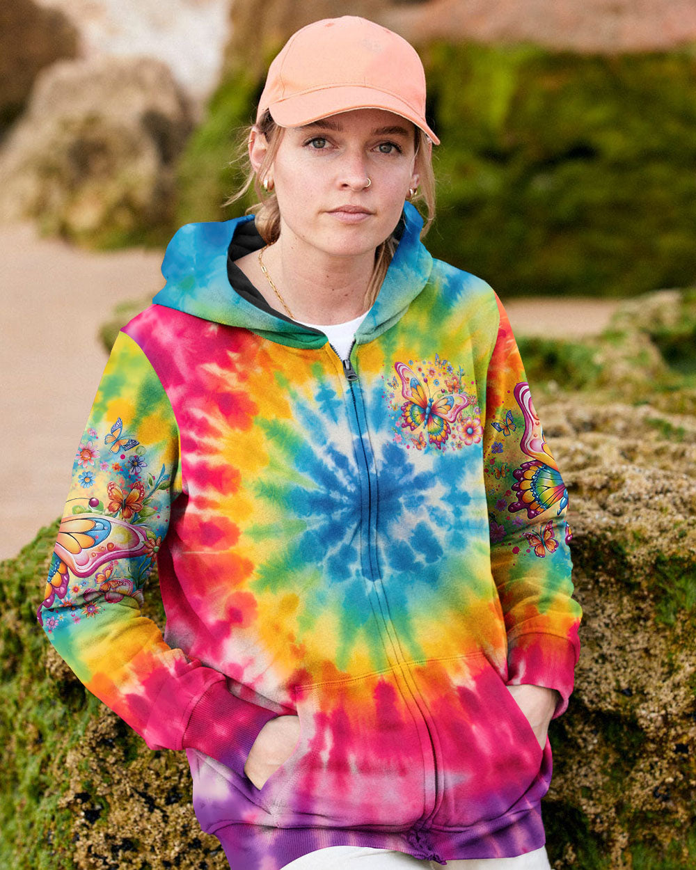 JUST BREATHE BUTTERFLY TIE DYE ALL OVER PRINT - TLTR0108244