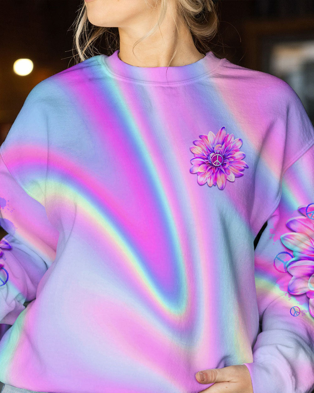 PEACE Y'ALL FLOWER TIE DYE ALL OVER PRINT - TLTR0407231