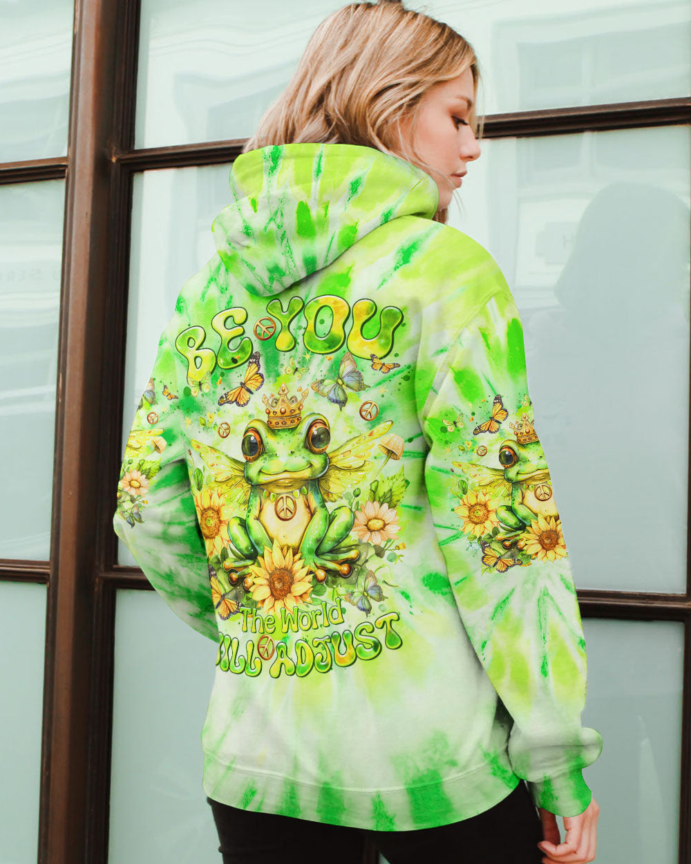 BE YOU THE WORLD WILL ADJUST FROG TIE DYE ALL OVER PRINT - TLTR0407244