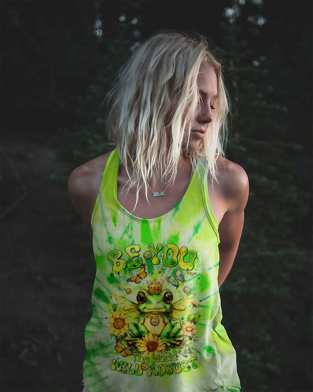 BE YOU THE WORLD WILL ADJUST FROG TIE DYE ALL OVER PRINT - TLTR0407244