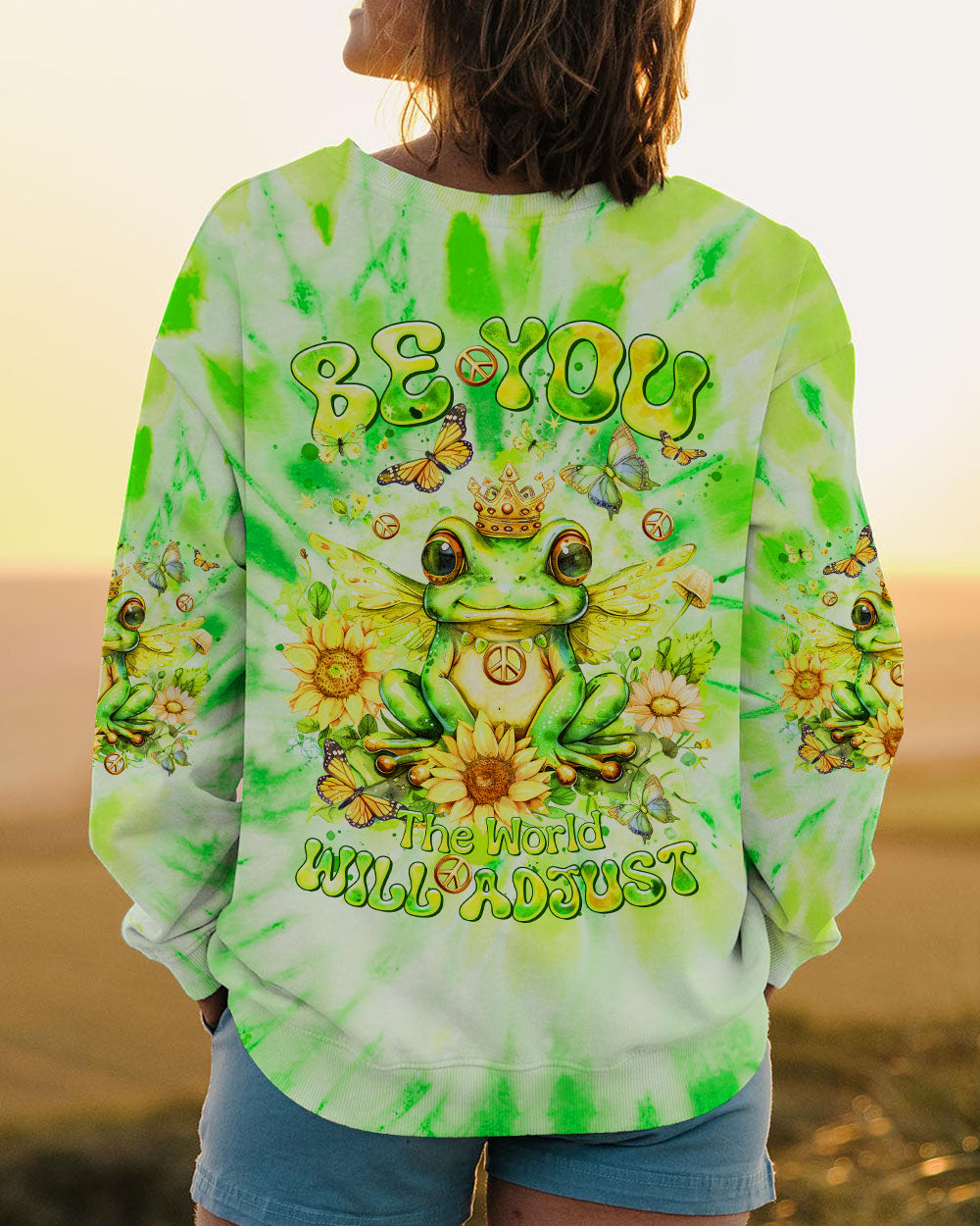 BE YOU THE WORLD WILL ADJUST FROG TIE DYE ALL OVER PRINT - TLTR0407244