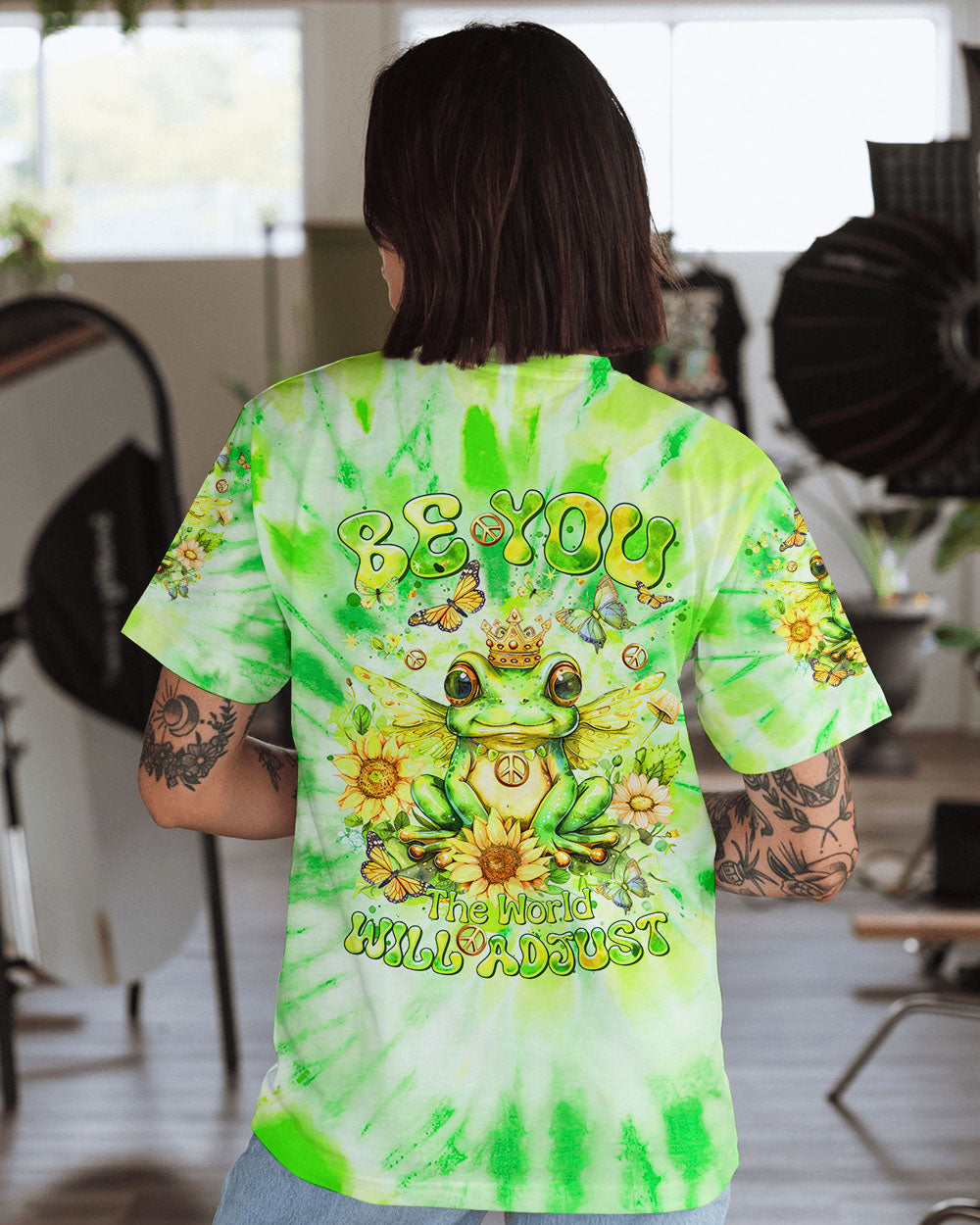 BE YOU THE WORLD WILL ADJUST FROG TIE DYE ALL OVER PRINT - TLTR0407244