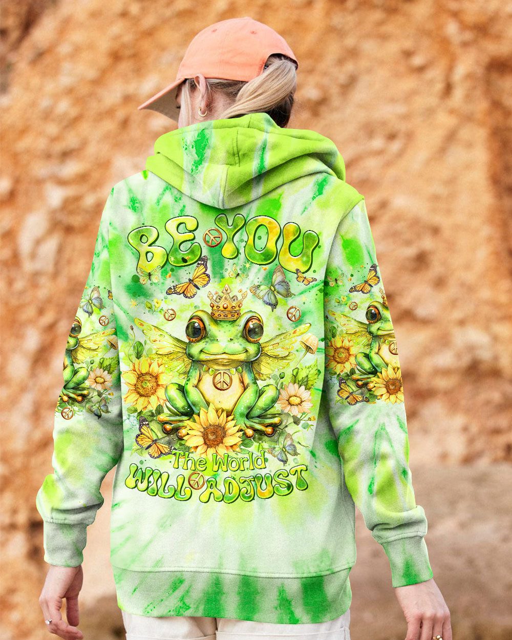 BE YOU THE WORLD WILL ADJUST FROG TIE DYE ALL OVER PRINT - TLTR0407244