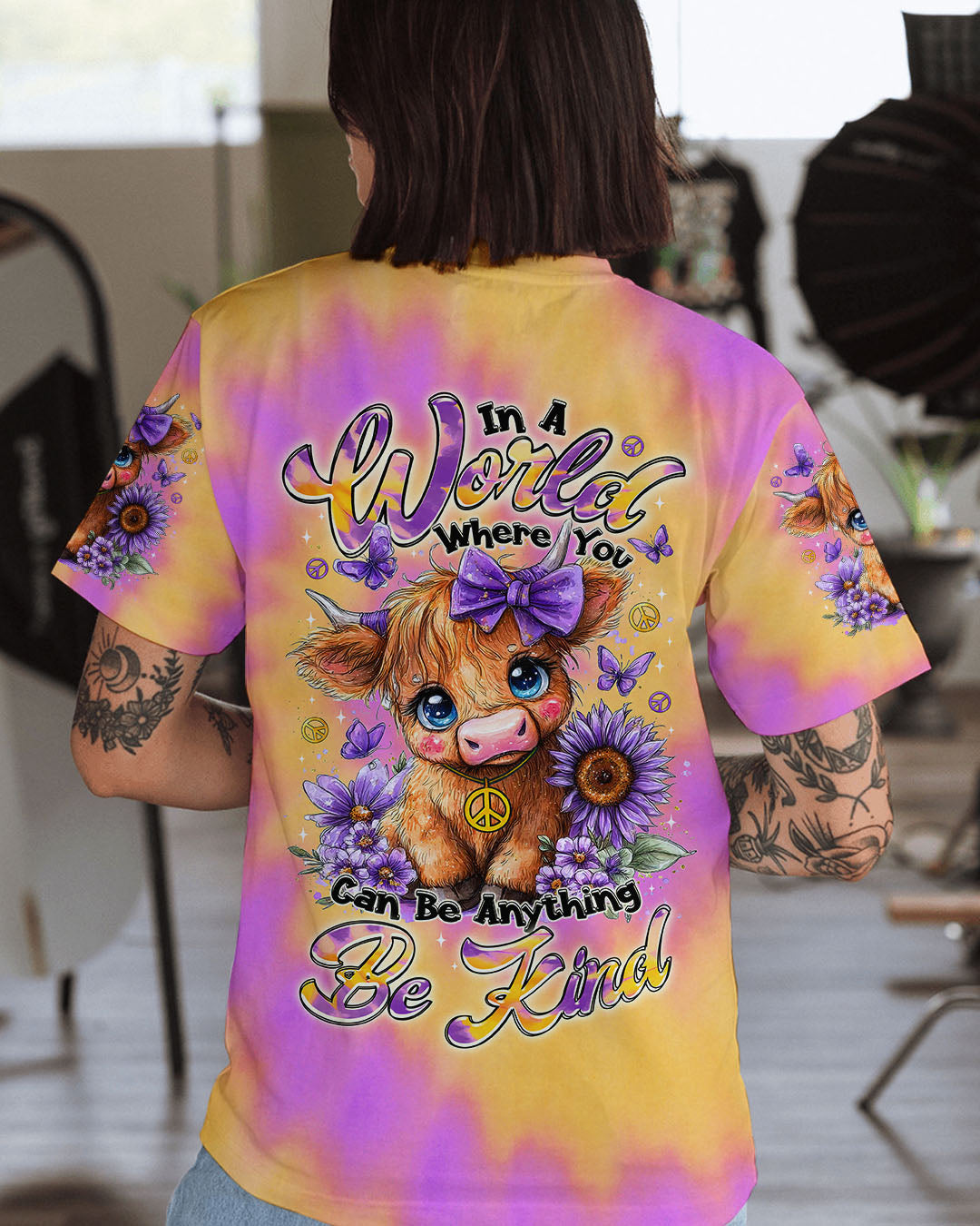 BE KIND HIGHLAND COW ALL OVER PRINT - TLTR0606253