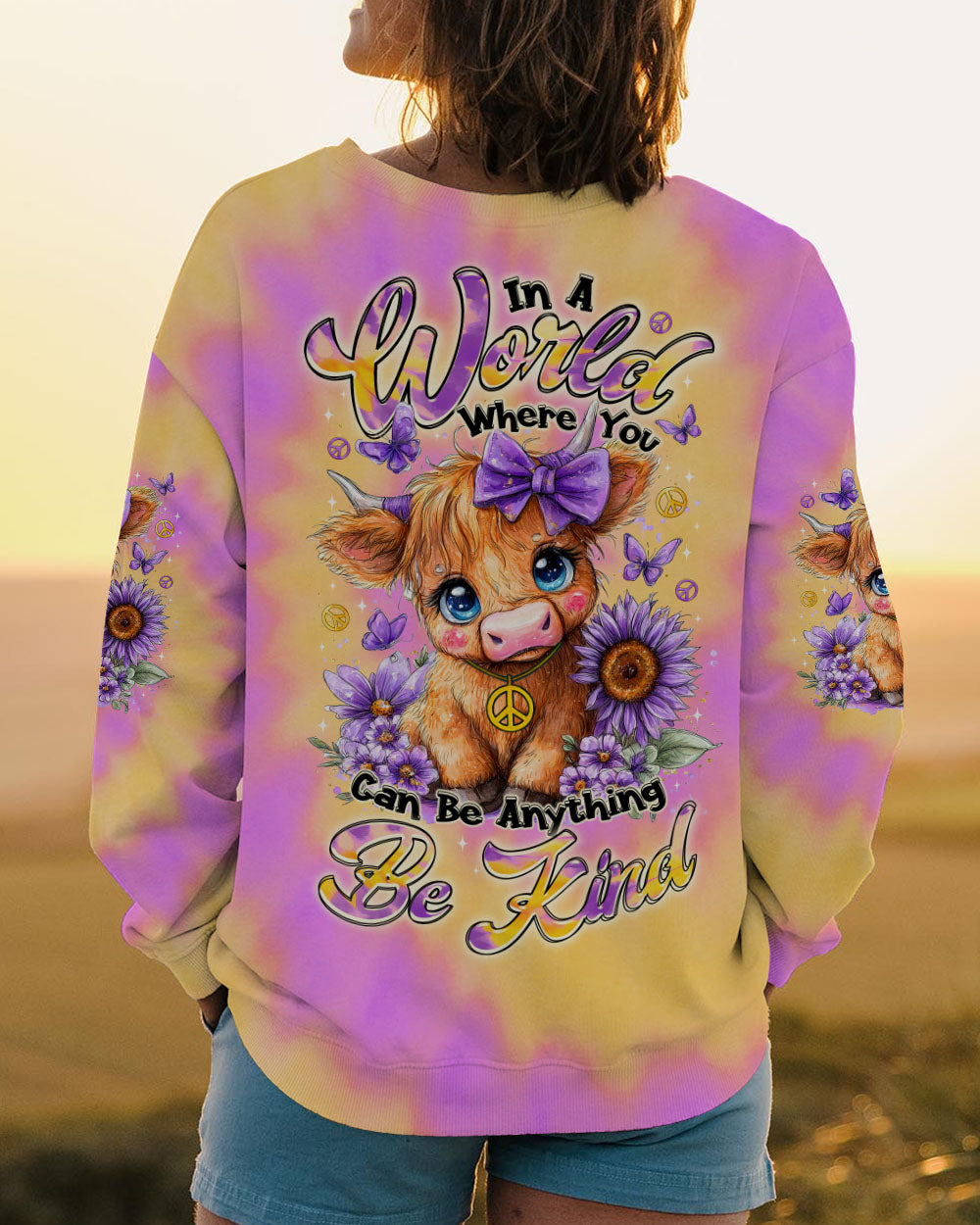 BE KIND HIGHLAND COW ALL OVER PRINT - TLTR0606253