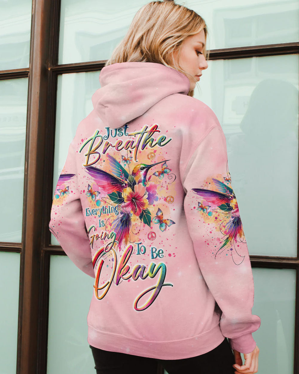 JUST BREATHE HUMMINGBIRD ALL OVER PRINT  - TLTR0710243