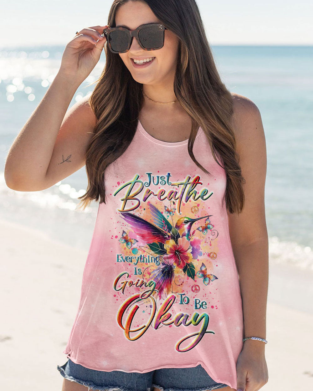 JUST BREATHE HUMMINGBIRD ALL OVER PRINT  - TLTR0710243