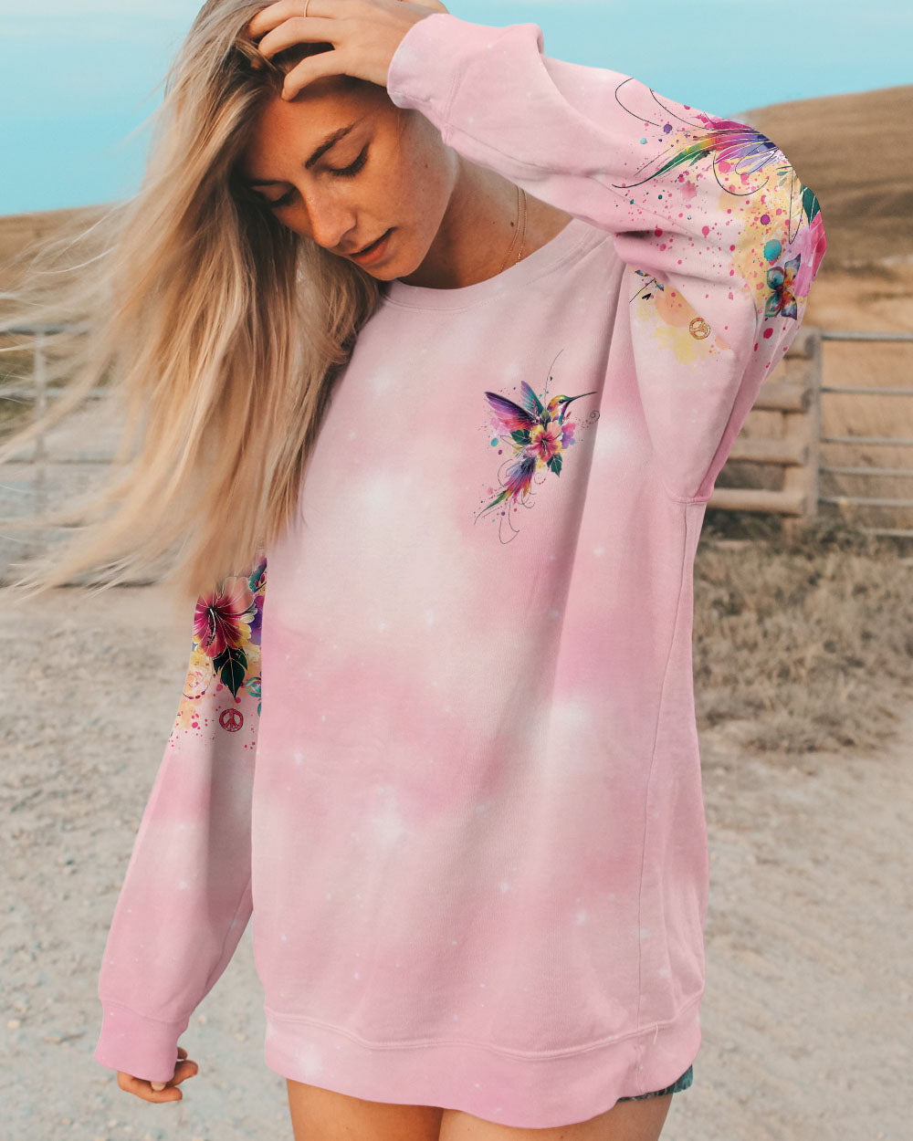 JUST BREATHE HUMMINGBIRD ALL OVER PRINT  - TLTR0710243