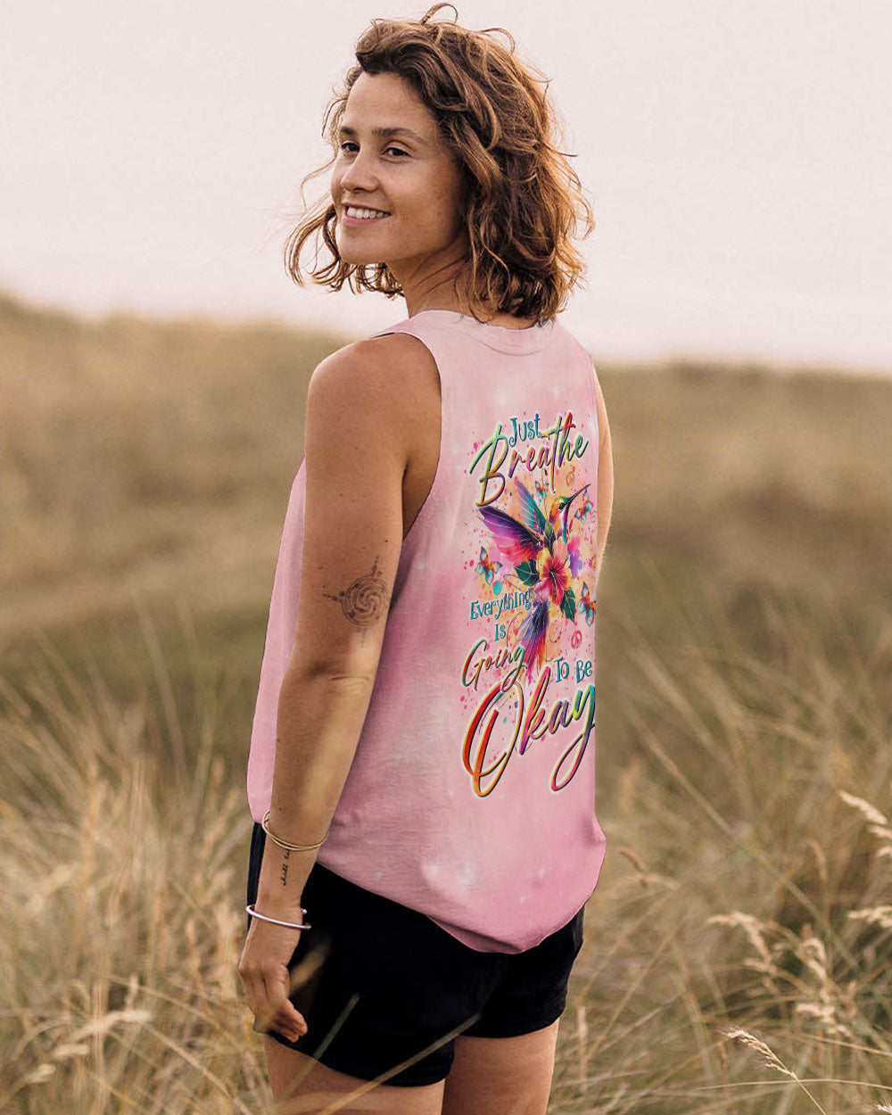 JUST BREATHE HUMMINGBIRD ALL OVER PRINT  - TLTR0710243